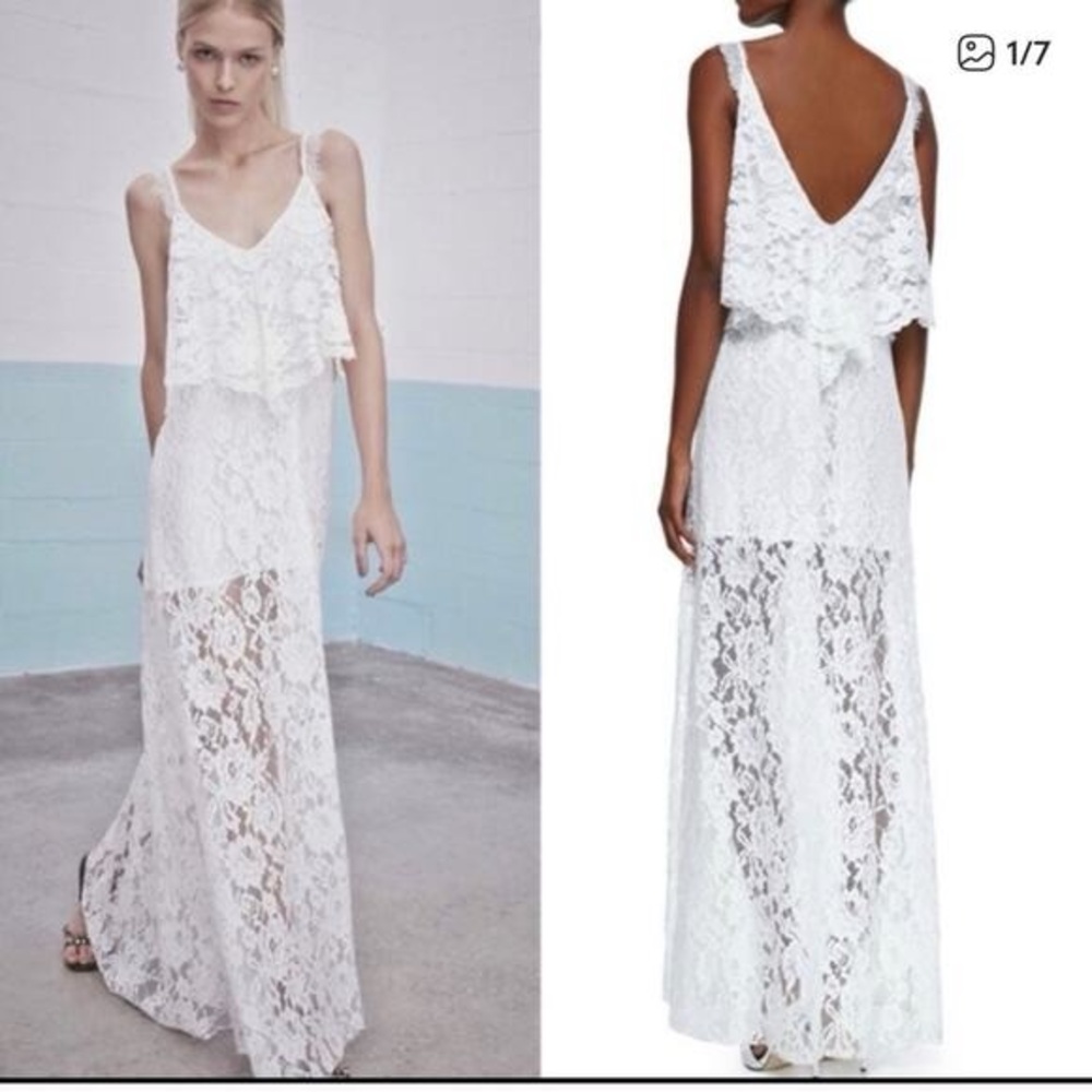 Alexis Blake White Lace Maxi Dress size L
